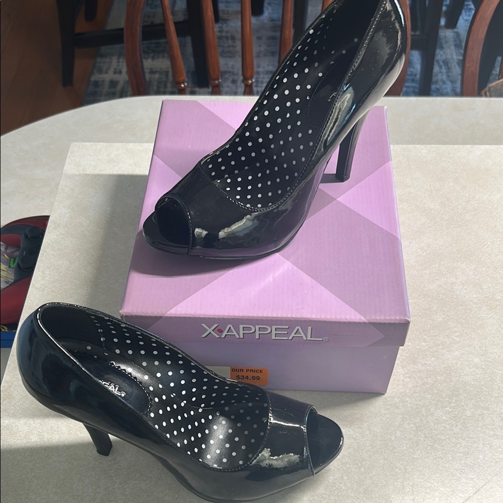 Xappeal Black Peep Toe Heels